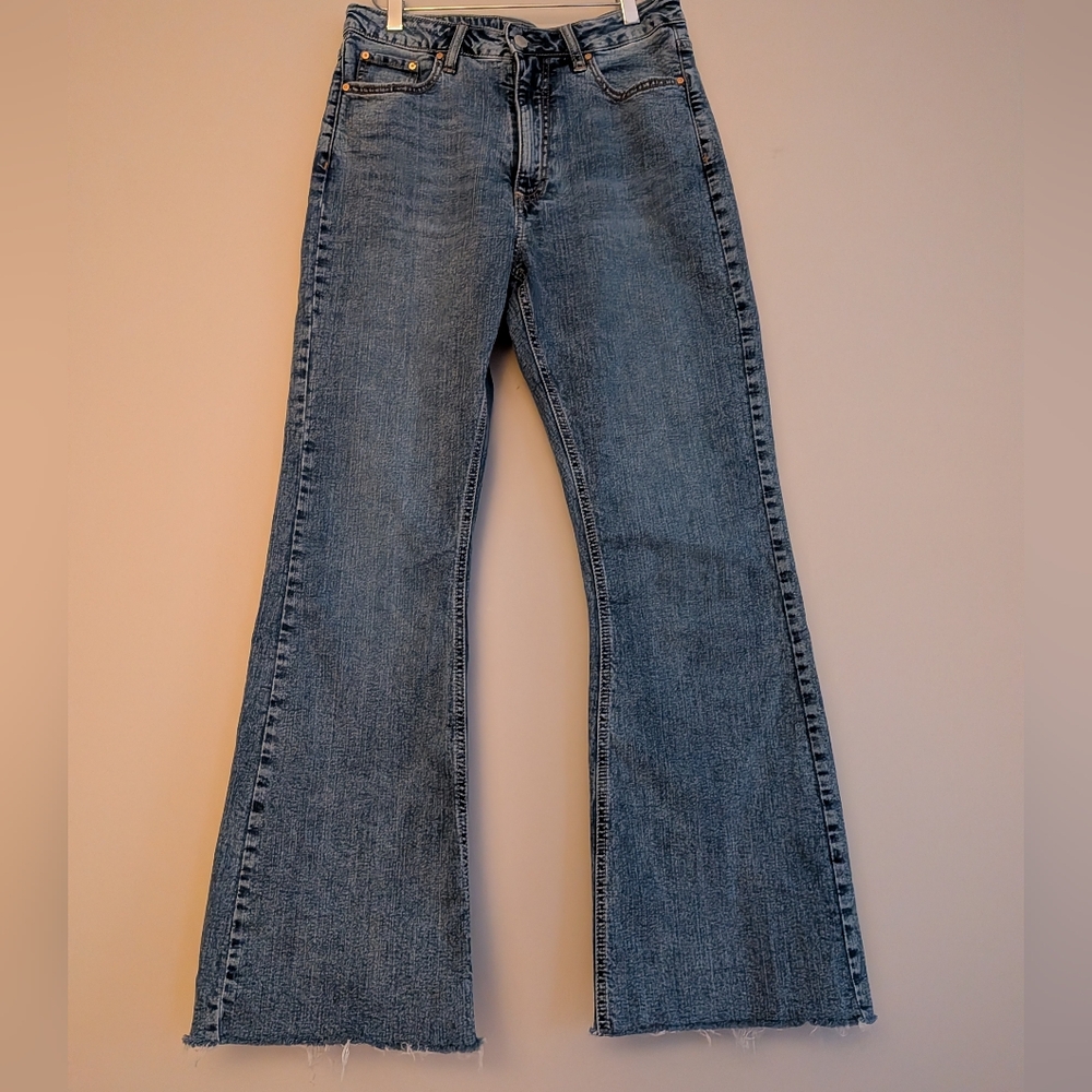 Bootlegger Raw Hem High Rise Stretch Bootcut Jeans 29x31